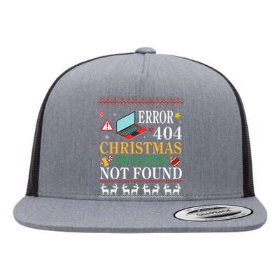 Merry Xmas Noel Day Error 404 Christmas Sweater Not Found Flat Bill Trucker Hat