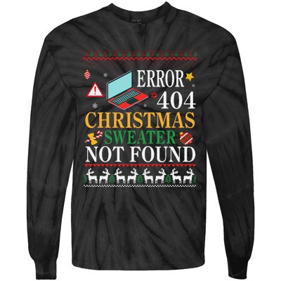 Merry Xmas Noel Day Error 404 Christmas Sweater Not Found Tie-Dye Long Sleeve Shirt