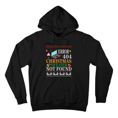 Merry Xmas Noel Day Error 404 Christmas Sweater Not Found Tall Hoodie