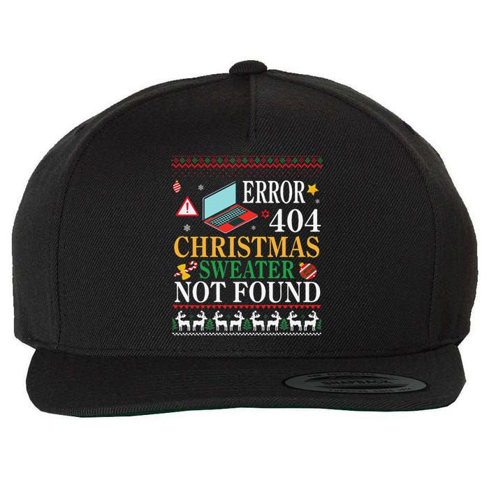 Merry Xmas Noel Day Error 404 Christmas Sweater Not Found Wool Snapback Cap