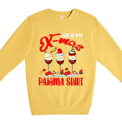 My Xmas Pajama Gift Xmas Santa Reindeer Elf Wine Ing Gift Premium Crewneck Sweatshirt