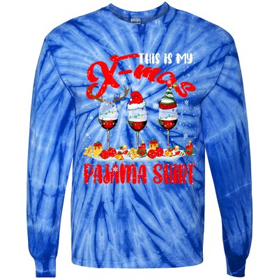 My Xmas Pajama Gift Xmas Santa Reindeer Elf Wine Ing Gift Tie-Dye Long Sleeve Shirt