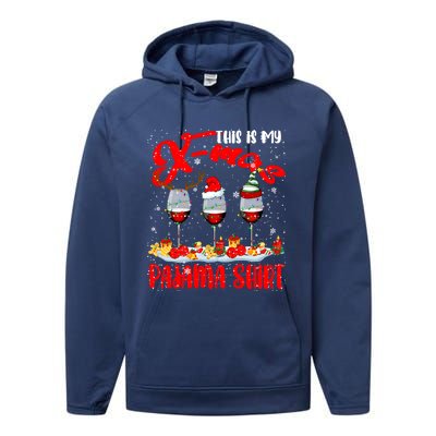 My Xmas Pajama Gift Xmas Santa Reindeer Elf Wine Ing Gift Performance Fleece Hoodie