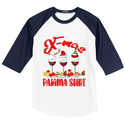 My Xmas Pajama Gift Xmas Santa Reindeer Elf Wine Ing Gift Baseball Sleeve Shirt