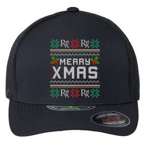 Merry Xmas Pharmacist Pharmacy Tech Ugly Christmas Sweater Funny Gift Flexfit Unipanel Trucker Cap