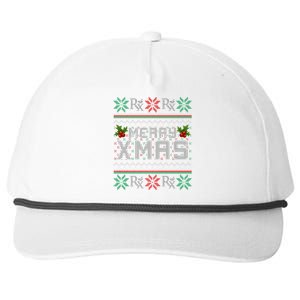 Merry Xmas Pharmacist Pharmacy Tech Ugly Christmas Sweater Funny Gift Snapback Five-Panel Rope Hat