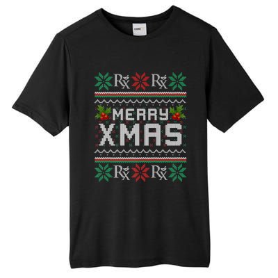 Merry Xmas Pharmacist Pharmacy Tech Ugly Christmas Sweater Funny Gift Tall Fusion ChromaSoft Performance T-Shirt