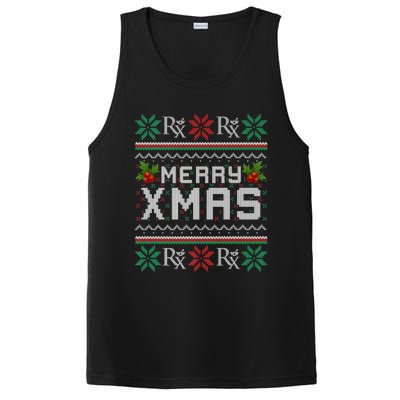 Merry Xmas Pharmacist Pharmacy Tech Ugly Christmas Sweater Funny Gift PosiCharge Competitor Tank