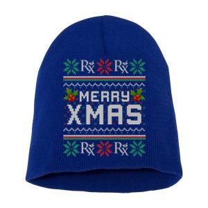 Merry Xmas Pharmacist Pharmacy Tech Ugly Christmas Sweater Funny Gift Short Acrylic Beanie