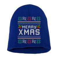 Merry Xmas Pharmacist Pharmacy Tech Ugly Christmas Sweater Funny Gift Short Acrylic Beanie