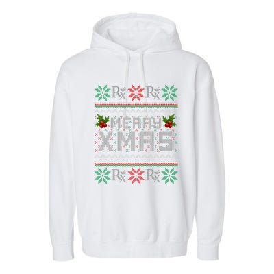 Merry Xmas Pharmacist Pharmacy Tech Ugly Christmas Sweater Funny Gift Garment-Dyed Fleece Hoodie