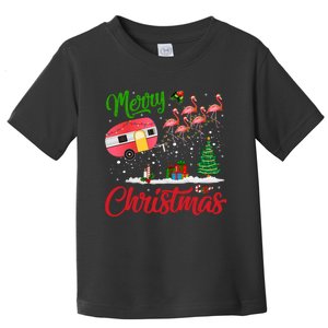 Merry Xmas Pink Flamingo Funny Camping Camper Christmas Gift Toddler T-Shirt