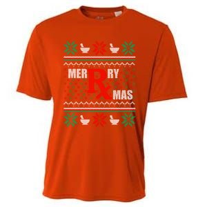 Merry Xmas Pharmacist Ugly Christmas Pharmacy Tech Gift Cooling Performance Crew T-Shirt