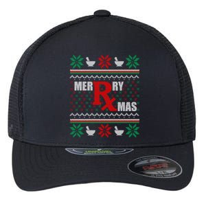 Merry Xmas Pharmacist Ugly Christmas Pharmacy Tech Gift Flexfit Unipanel Trucker Cap