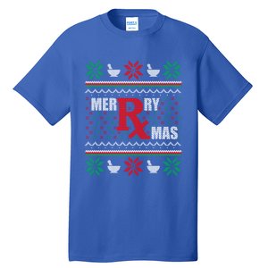 Merry Xmas Pharmacist Ugly Christmas Pharmacy Tech Gift Tall T-Shirt