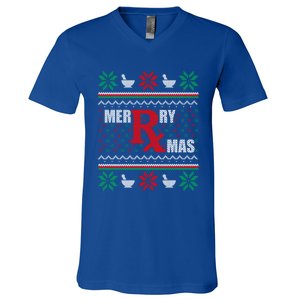 Merry Xmas Pharmacist Ugly Christmas Pharmacy Tech Gift V-Neck T-Shirt