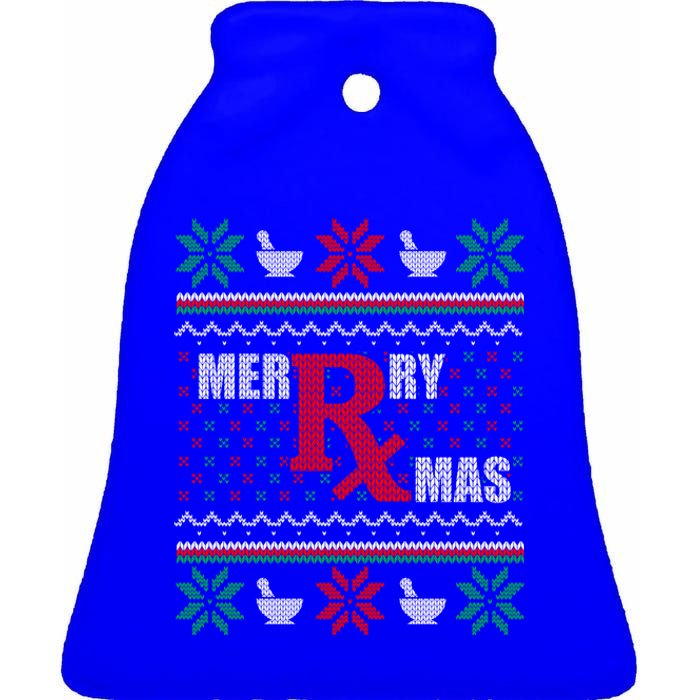 Merry Xmas Pharmacist Ugly Christmas Pharmacy Tech Gift Ceramic Bell Ornament