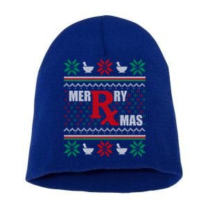 Merry Xmas Pharmacist Ugly Christmas Pharmacy Tech Gift Short Acrylic Beanie