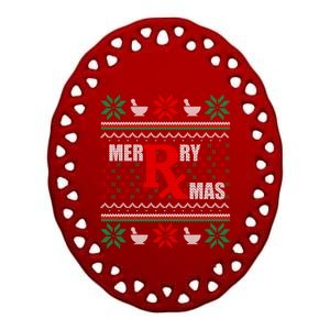 Merry Xmas Pharmacist Ugly Christmas Pharmacy Tech Gift Ceramic Oval Ornament