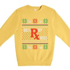 Merry Xmas Pharmacist Ugly Christmas Sweater Pharmacy Tech Premium Crewneck Sweatshirt