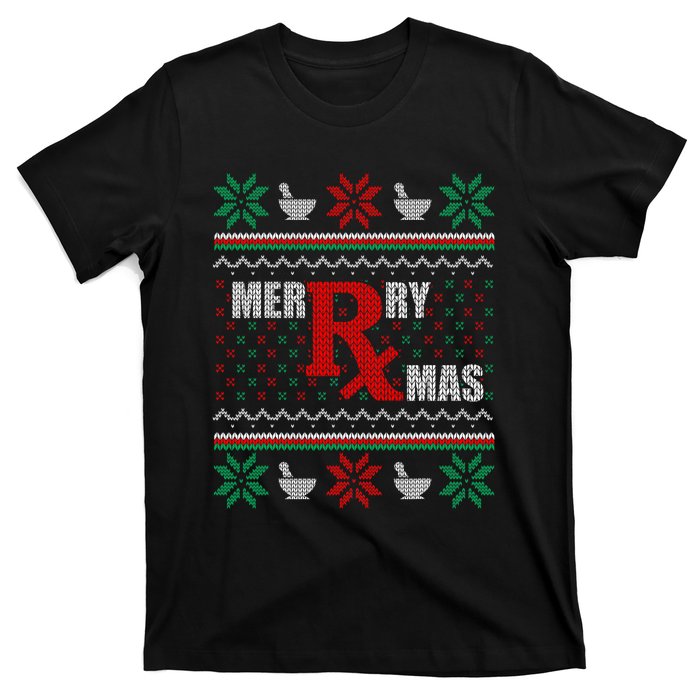 Merry Xmas Pharmacist Ugly Christmas Sweater Pharmacy Tech T-Shirt