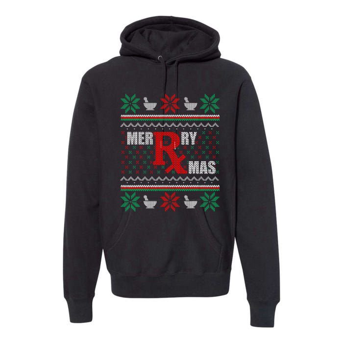 Merry Xmas Pharmacist Ugly Christmas Sweater Pharmacy Tech Premium Hoodie