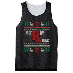 Merry Xmas Pharmacist Ugly Christmas Sweater Pharmacy Tech Mesh Reversible Basketball Jersey Tank