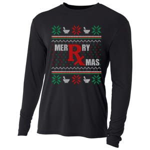 Merry Xmas Pharmacist Ugly Christmas Sweater Pharmacy Tech Cooling Performance Long Sleeve Crew