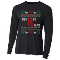 Merry Xmas Pharmacist Ugly Christmas Sweater Pharmacy Tech Cooling Performance Long Sleeve Crew