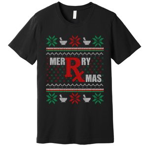 Merry Xmas Pharmacist Ugly Christmas Sweater Pharmacy Tech Premium T-Shirt