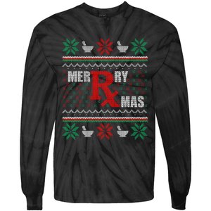 Merry Xmas Pharmacist Ugly Christmas Sweater Pharmacy Tech Tie-Dye Long Sleeve Shirt