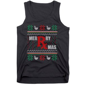 Merry Xmas Pharmacist Ugly Christmas Sweater Pharmacy Tech Tank Top