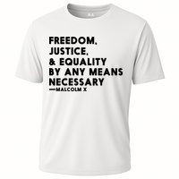 Malcolm X Quote Freedom Justice Equality By Any Means Necessary Cooling Performance Crew T-Shirt