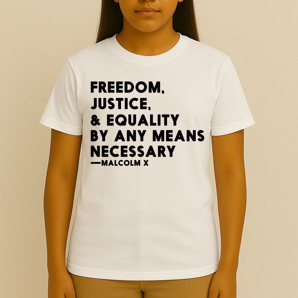 Malcolm X Quote Freedom Justice Equality By Any Means Necessary T-Shirt