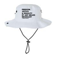 Malcolm X Quote Freedom Justice Equality By Any Means Necessary Bucket Hat