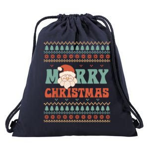 Merry Xmas Santa Ugly Christmas Drawstring Bag