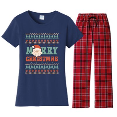 Merry Xmas Santa Ugly Christmas Women's Flannel Pajama Set