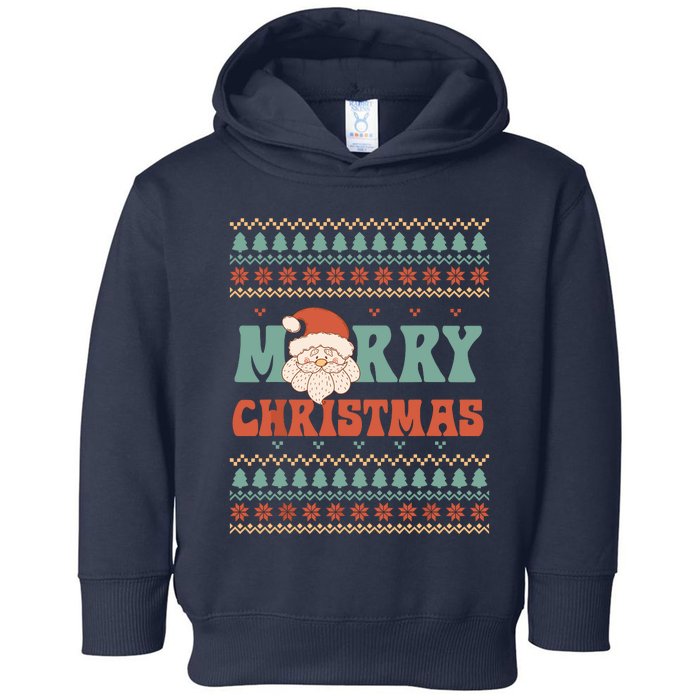 Merry Xmas Santa Ugly Christmas Toddler Hoodie