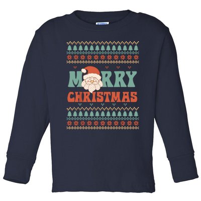 Merry Xmas Santa Ugly Christmas Toddler Long Sleeve Shirt