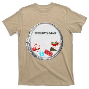 Merry Xmas Santa Present Christmas Tree Santa Sleigh Locket T-Shirt