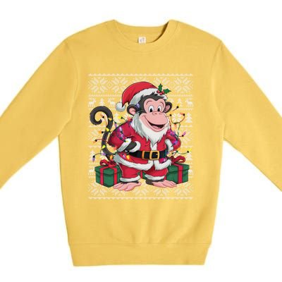 Monkey Xmas Style Ugly Santa Monkey Christmas Funny Gift Premium Crewneck Sweatshirt