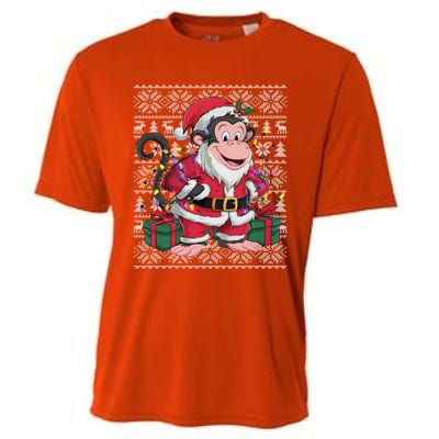 Monkey Xmas Style Ugly Santa Monkey Christmas Funny Gift Cooling Performance Crew T-Shirt