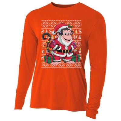 Monkey Xmas Style Ugly Santa Monkey Christmas Funny Gift Cooling Performance Long Sleeve Crew