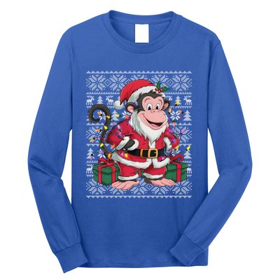 Monkey Xmas Style Ugly Santa Monkey Christmas Funny Gift Long Sleeve Shirt