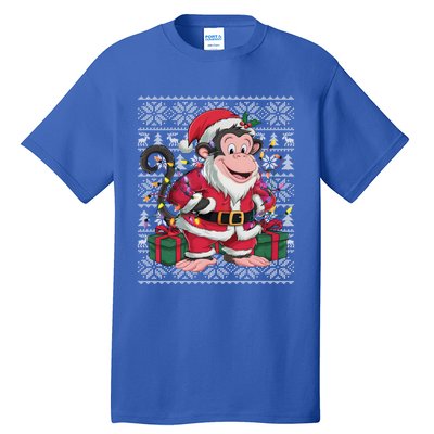 Monkey Xmas Style Ugly Santa Monkey Christmas Funny Gift Tall T-Shirt