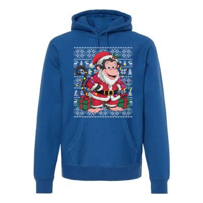 Monkey Xmas Style Ugly Santa Monkey Christmas Funny Gift Premium Hoodie