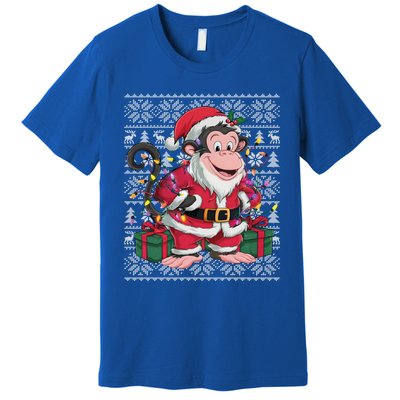 Monkey Xmas Style Ugly Santa Monkey Christmas Funny Gift Premium T-Shirt