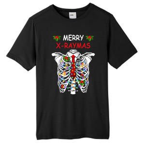 Merry Xraymas Skeleton Rib Cage Red Tie Radiology Christmas Tall Fusion ChromaSoft Performance T-Shirt