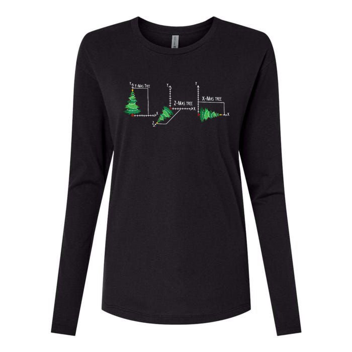 Merry Xmas Tree Math Funny Christmas Math Teacher Womens Cotton Relaxed Long Sleeve T-Shirt