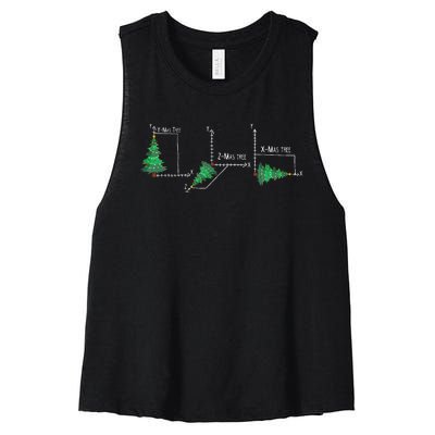 merry xmas tree math christmas  Women's Racerback Cropped Tank